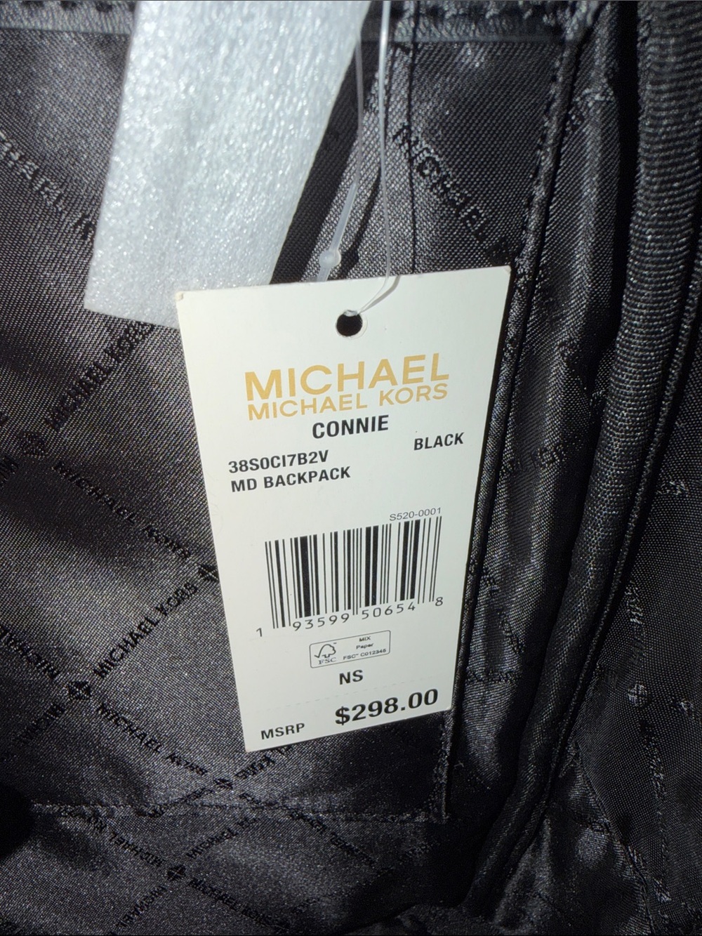 Michael Kors Gray and Black MK Monogram Connie Backpack - Picture 2 of 7